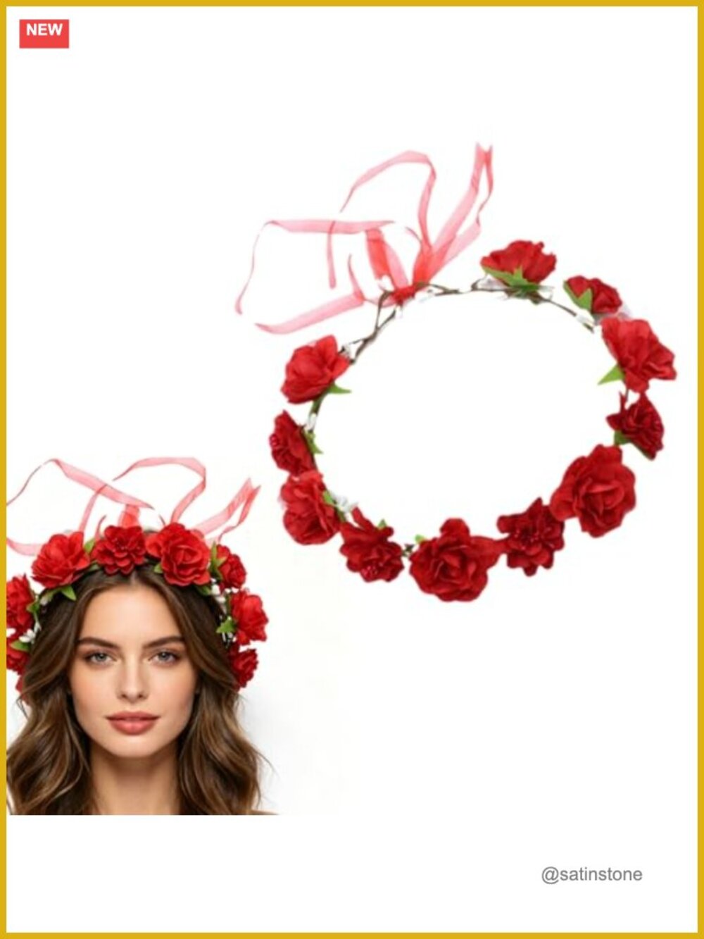 Handmade Rose Flower Crown Headband for Weddings Photoshoots